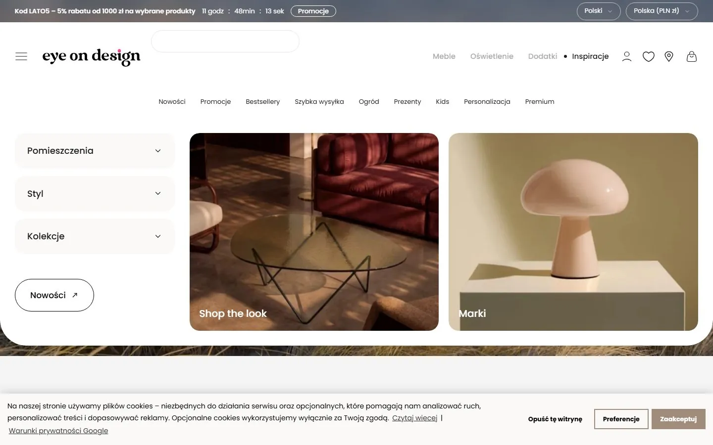 Designer Furniture & Lighting Shop — Shopify Development case study screenshot