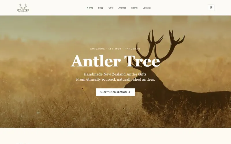 Handmade Antler Gifts Store project thumbnail — New Zealand