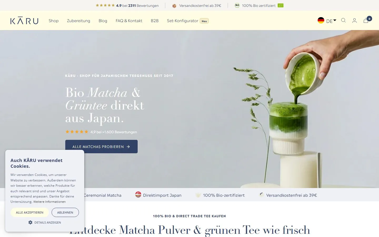 Japanese Matcha Storefront — Shopify Development case study screenshot