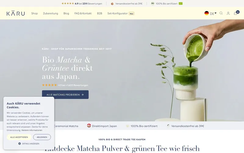 Japanese Matcha Storefront — AI Chatbot & Smart Website Integration project in Germany